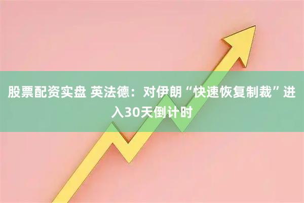 股票配资实盘 英法德：对伊朗“快速恢复制裁”进入30天倒计时